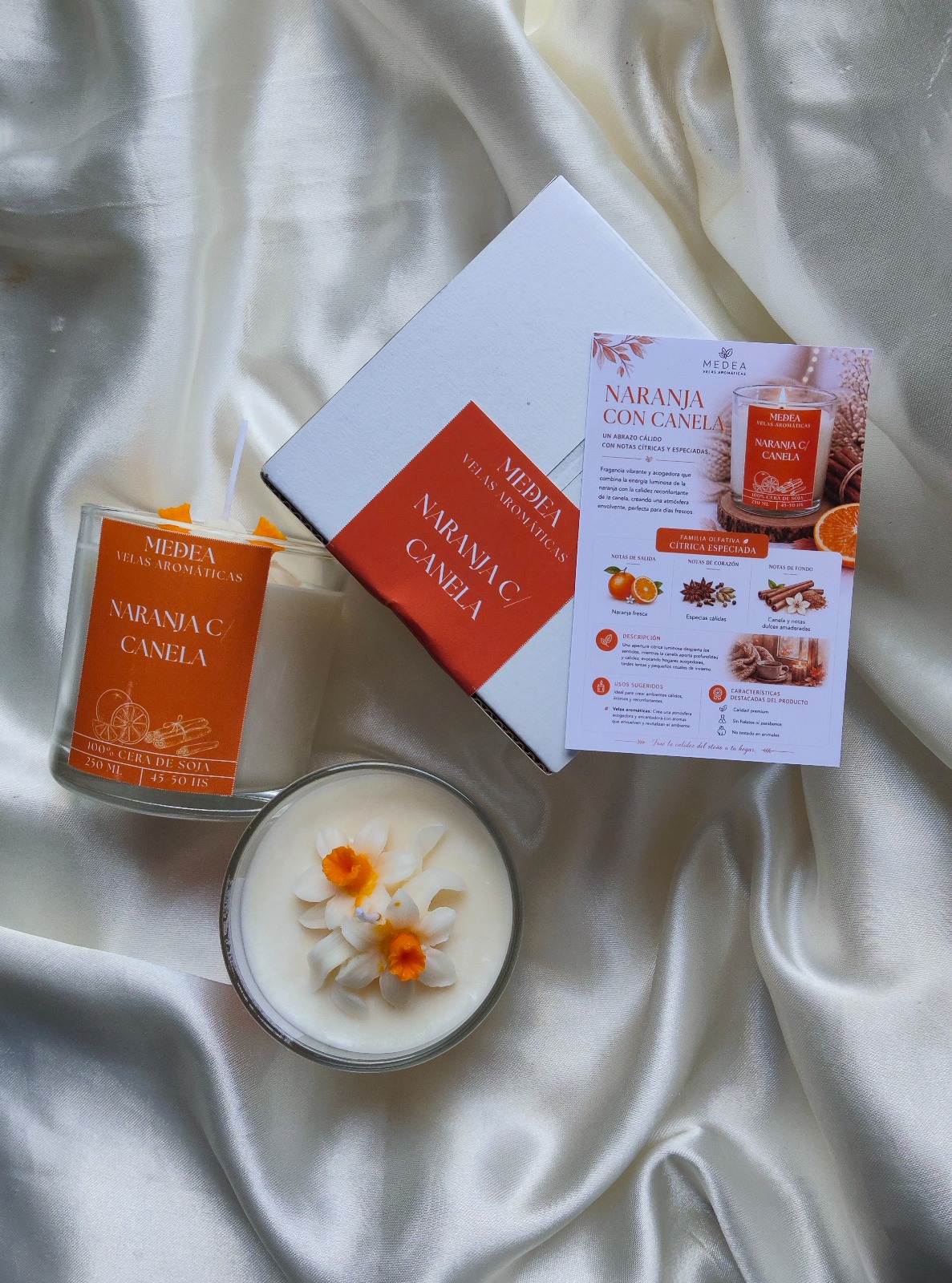 Vela Aromática Naranja con Canela en Pote de Vidrio 265 ml | Medea Velas