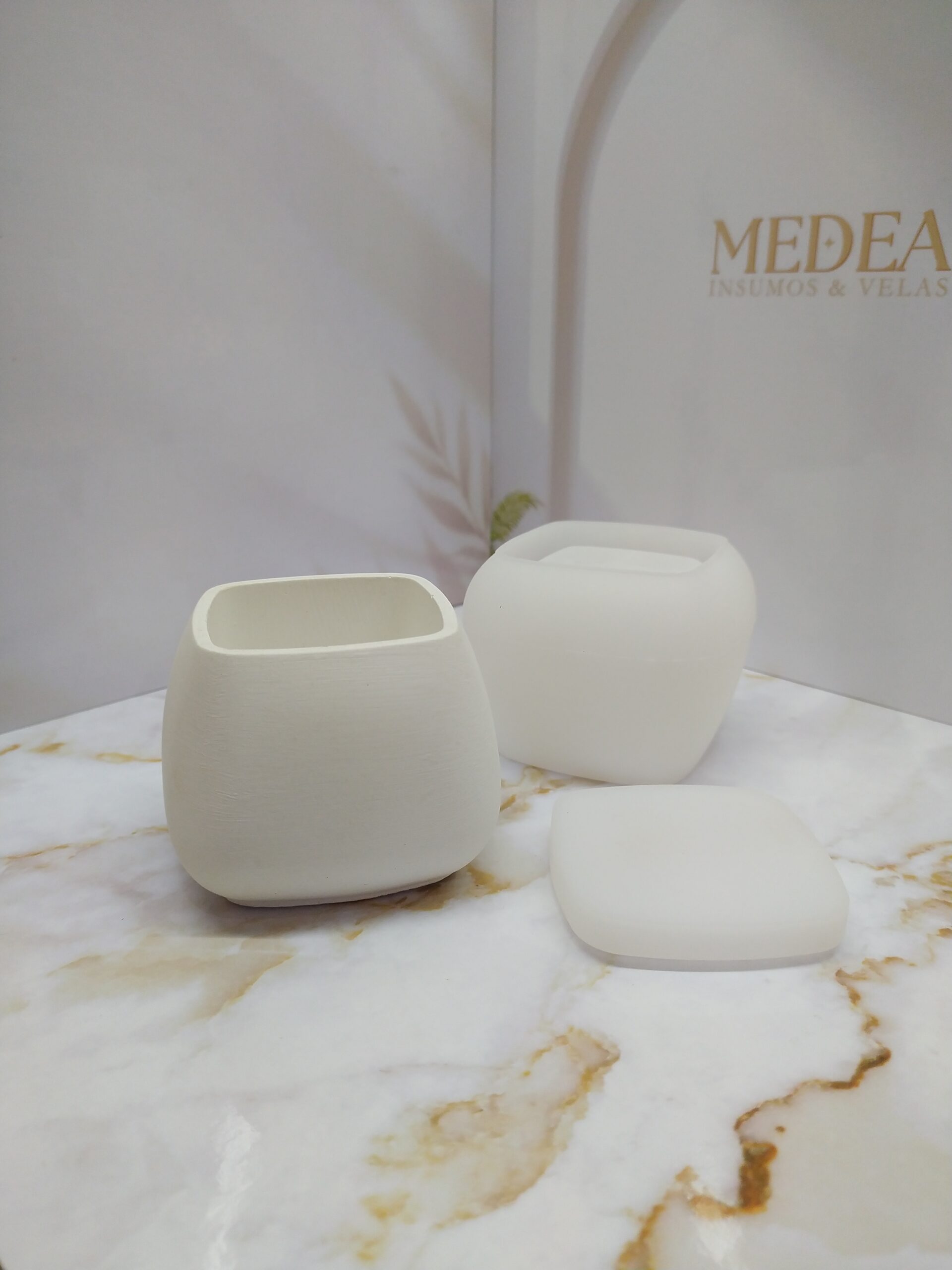 Molde de silicona para portavelas y frascos cuadrados con tapa