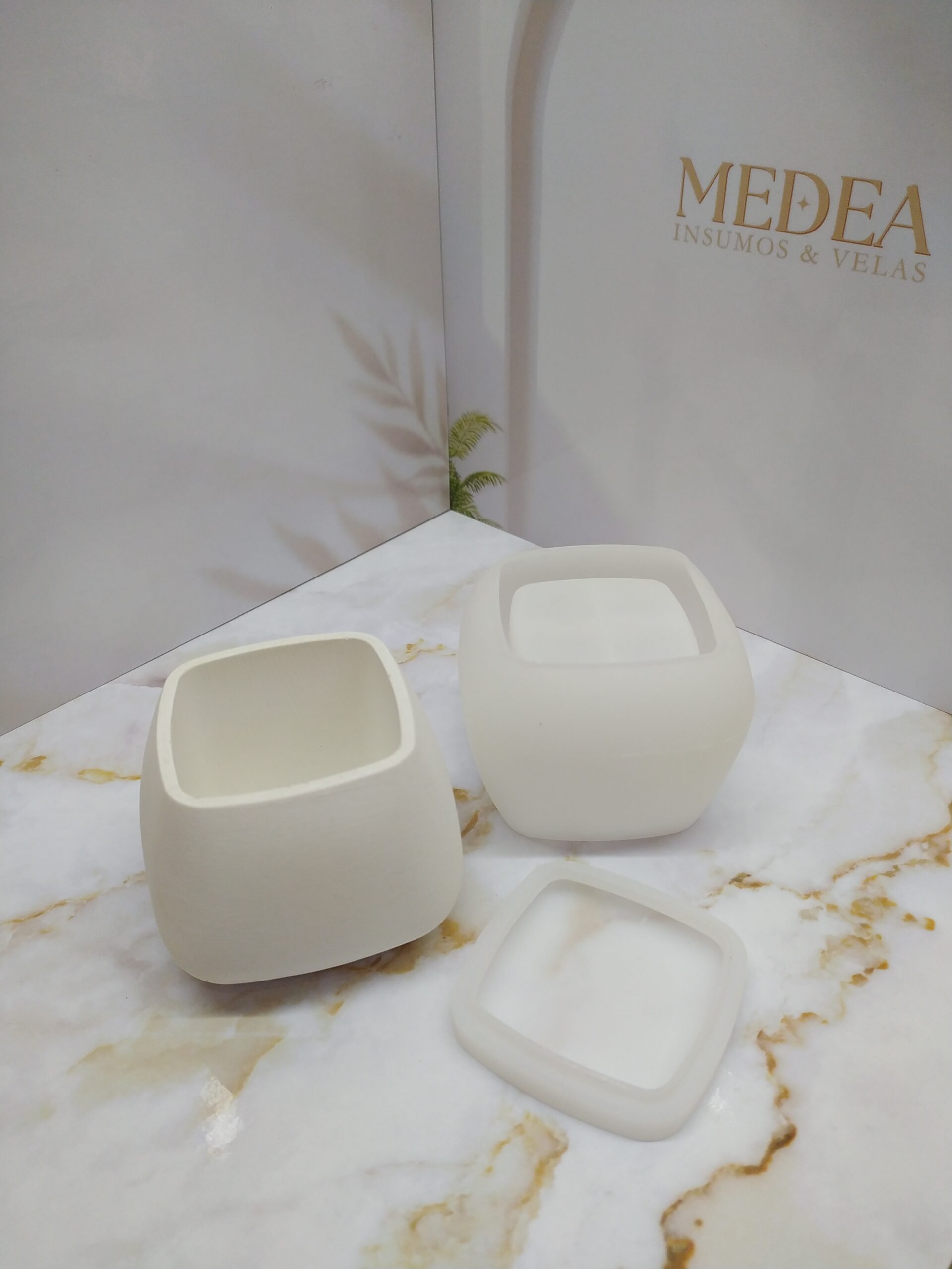 Molde de silicona para portavelas y frascos cuadrados con tapa - Imagen 2