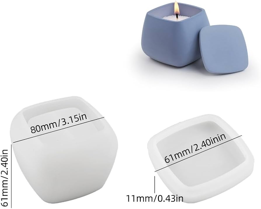 Molde de silicona para portavelas y frascos cuadrados con tapa - Imagen 3